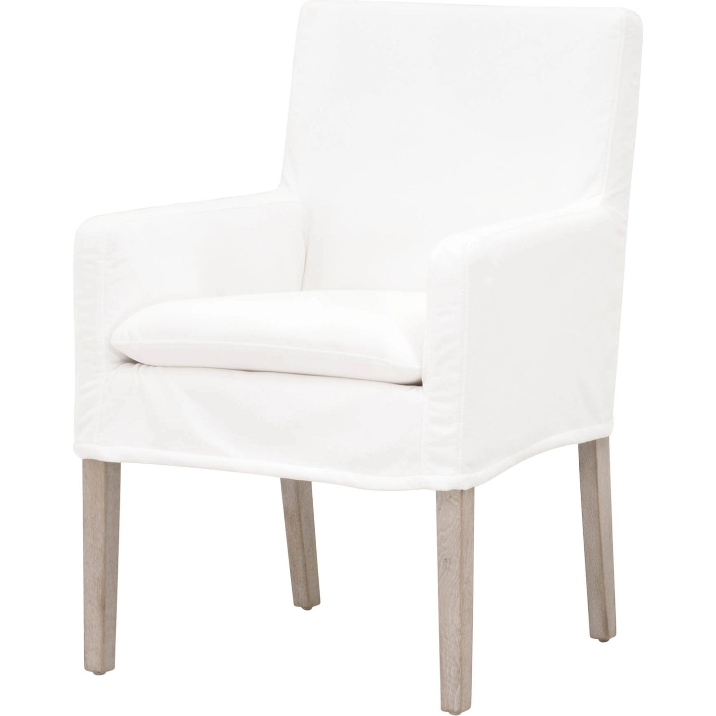 001 SI-1998828 | Primary Silo | Drake Slipcover Arm Chair by Essentials For Living in white and natural gray oak. Made from solid oak wood, plywood in a modern style.