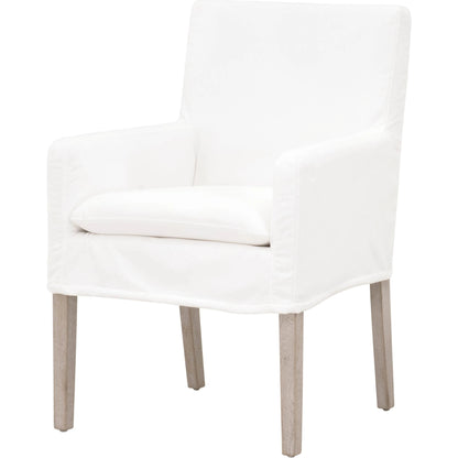 Drake Slipcover Arm Chair by Essentials For Living in white and natural gray oak. Made from solid oak wood, plywood in a modern style.