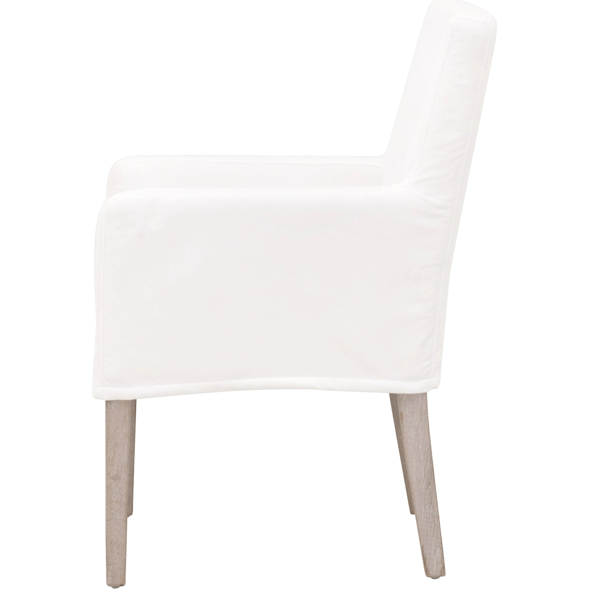 Drake Slipcover Arm Chair by Essentials For Living in white and natural gray oak. Made from solid oak wood, plywood in a modern style.