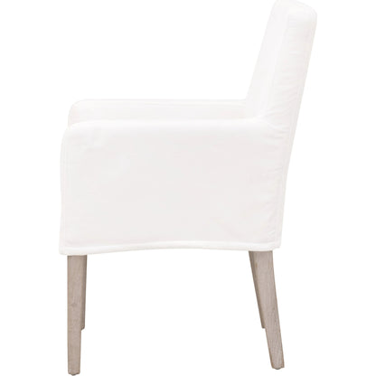 Drake Slipcover Arm Chair by Essentials For Living in white and natural gray oak. Made from solid oak wood, plywood in a modern style.