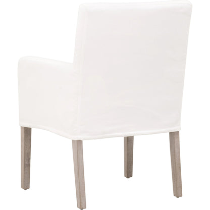 Drake Slipcover Arm Chair by Essentials For Living in white and natural gray oak. Made from solid oak wood, plywood in a modern style.