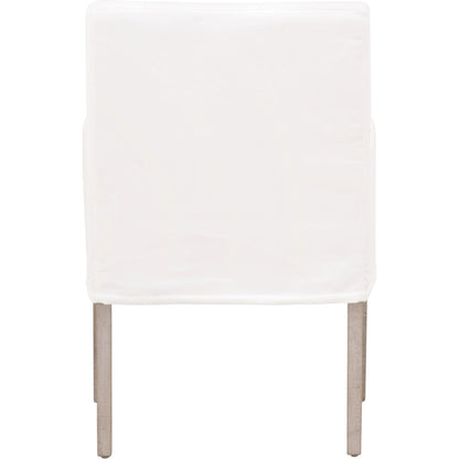 Drake Slipcover Arm Chair by Essentials For Living in white and natural gray oak. Made from solid oak wood, plywood in a modern style.