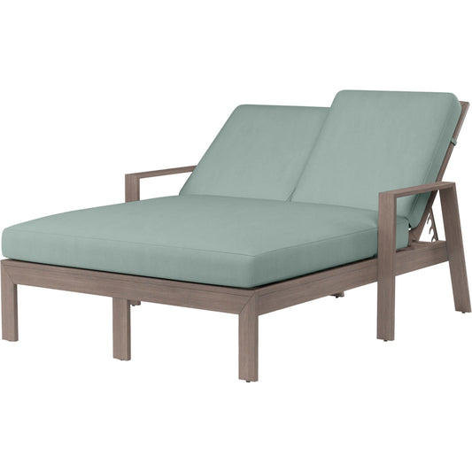 Laguna Outdoor Double Chaise Lounge by Sunset West in browns. Made from aluminum in a modern style.