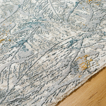 Dresden DRE-2317 Rug by Livabliss in white, medium gray, light slate, gray, denim, mustard. Made from main: 100% polyester in a un