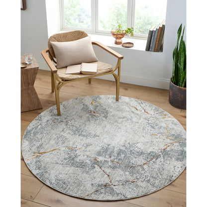 Dresden DRE-2318 Rug by Livabliss in medium gray, white, gray, light slate, mustard, rust. Made from main: 100% polyester in a unique style.