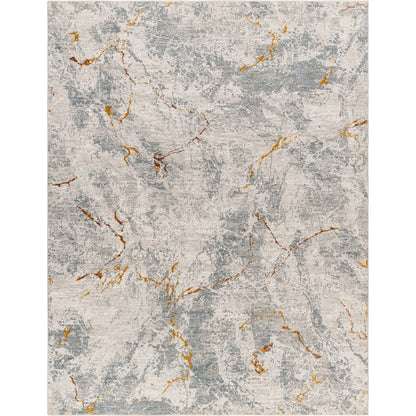 Dresden DRE-2318 Rug by Livabliss in medium gray, white, gray, light slate, mustard, rust. Made from main: 100% polyester in 