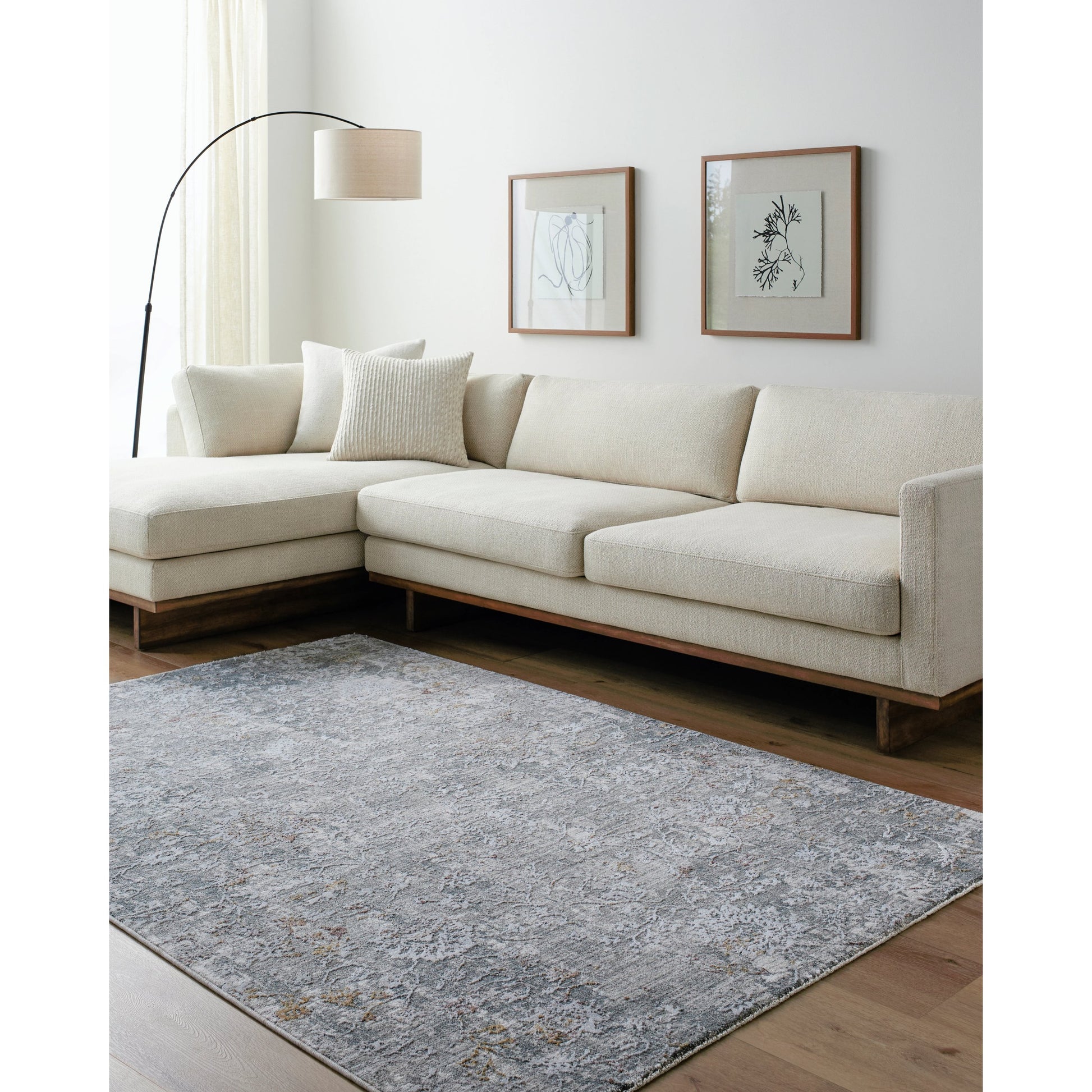 Dresden DRE-2319 Rug by Livabliss in medium gray, gray, white, light slate, mustard, rust. Made from main: 100% polyester in a unique style.