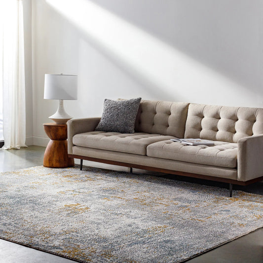Dresden Rug - 32997 by Livabliss in white, medium gray, light slate, gray, denim, mustard. Made