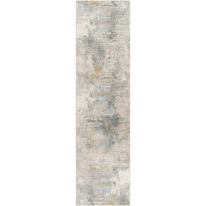 Dresden DRE-2321 Rug by Livabliss in medium gray, gray, white, denim, mustard, light slate. Made from main: 100% polyester in a unique style.