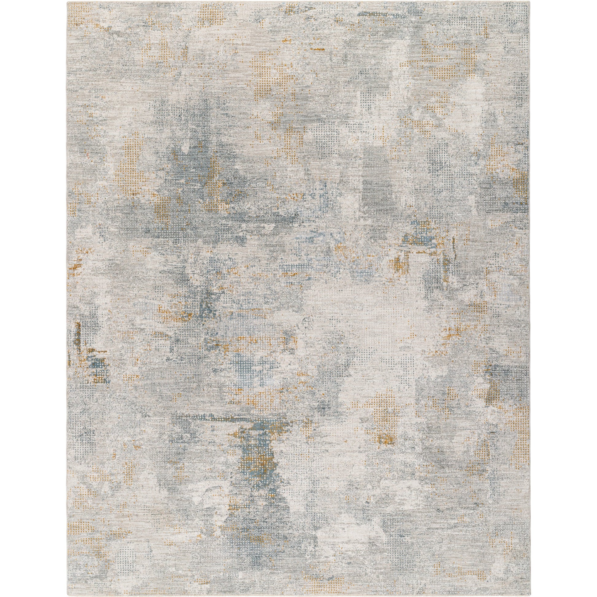 Dresden DRE-2321 Rug by Livabliss in medium gray, gray, white, denim, mustard, light slate. Made from main: 100% polyester in a unique style.