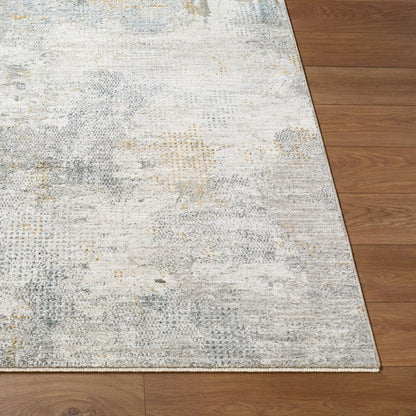 Dresden DRE-2321 Rug by Livabliss in medium gray, gray, white, denim, mustard, light slate. Made from main: 100% polyester in a un