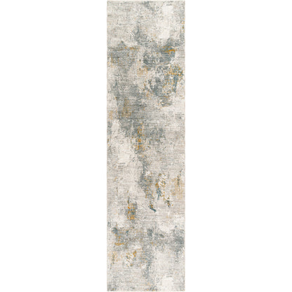 Dresden DRE-2322 Rug by Livabliss in medium gray, gray, white, denim, mustard, light slate. Made from main: 100% polyester in a unique style.