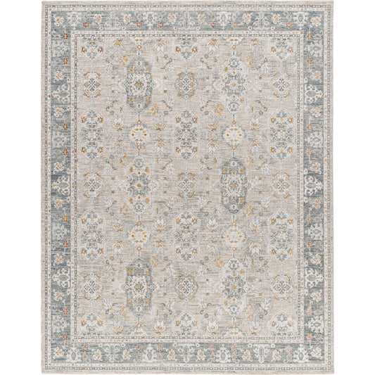 Dresden Rug - 33002 by Livabliss in medium gray, gray, white, light slate, mustard, rust. Made from main: 100% polyester in a unique style.