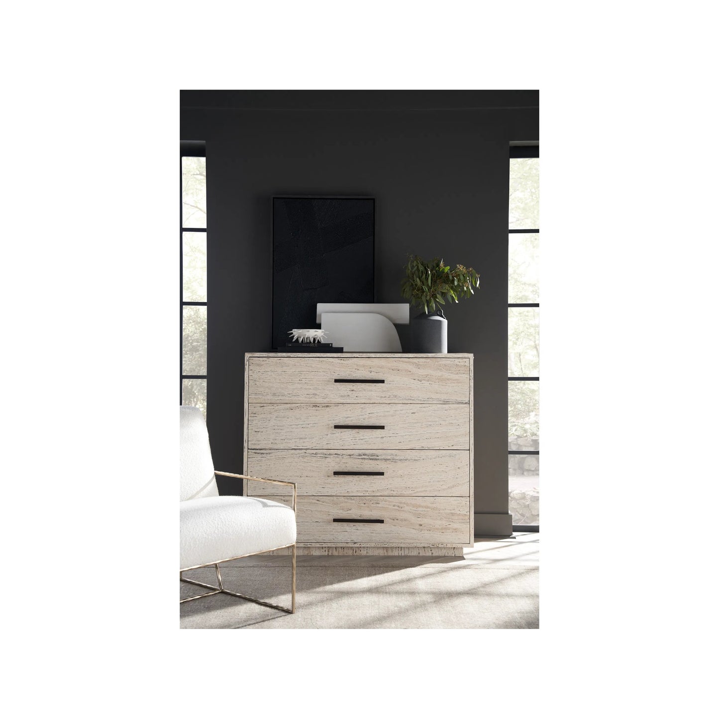 004 SI-2195618 | Closeup | Modern Dove Drawer Chest by Universal Furniture in white travertine. Made from unique in a unique style.