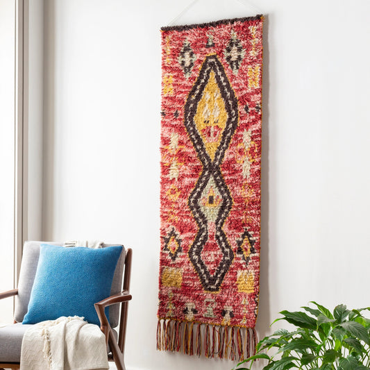 Dirham Rug by Livabliss in red, light pink. Made from 95% wool, 5% cotton in a eclectic & global style.