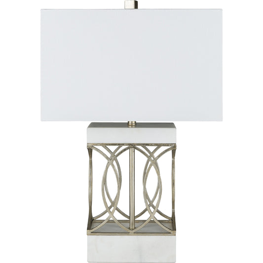 Dorian Table Lamp by Surya in n/a, white and n/a, white. Made from unique in a transitional style.