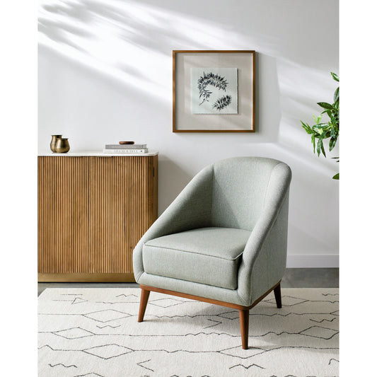 Sandro Accent Chair by Surya in upholstery: light sage, base: sage and wood finish. Made from upholstery: polyester, base: beech wood, fill: 100% polyurethane foam in a modern style.