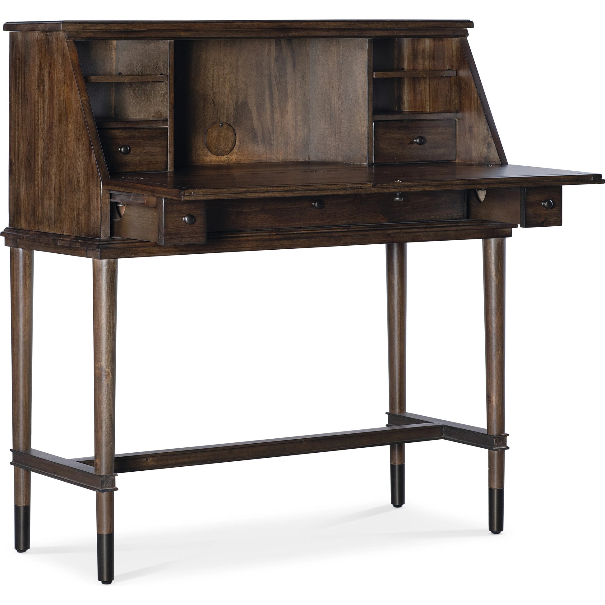 Commerce and Market Secretariat Secretary by Hooker Furniture in dark wood. Made from clean acacia solids in a transitional style.