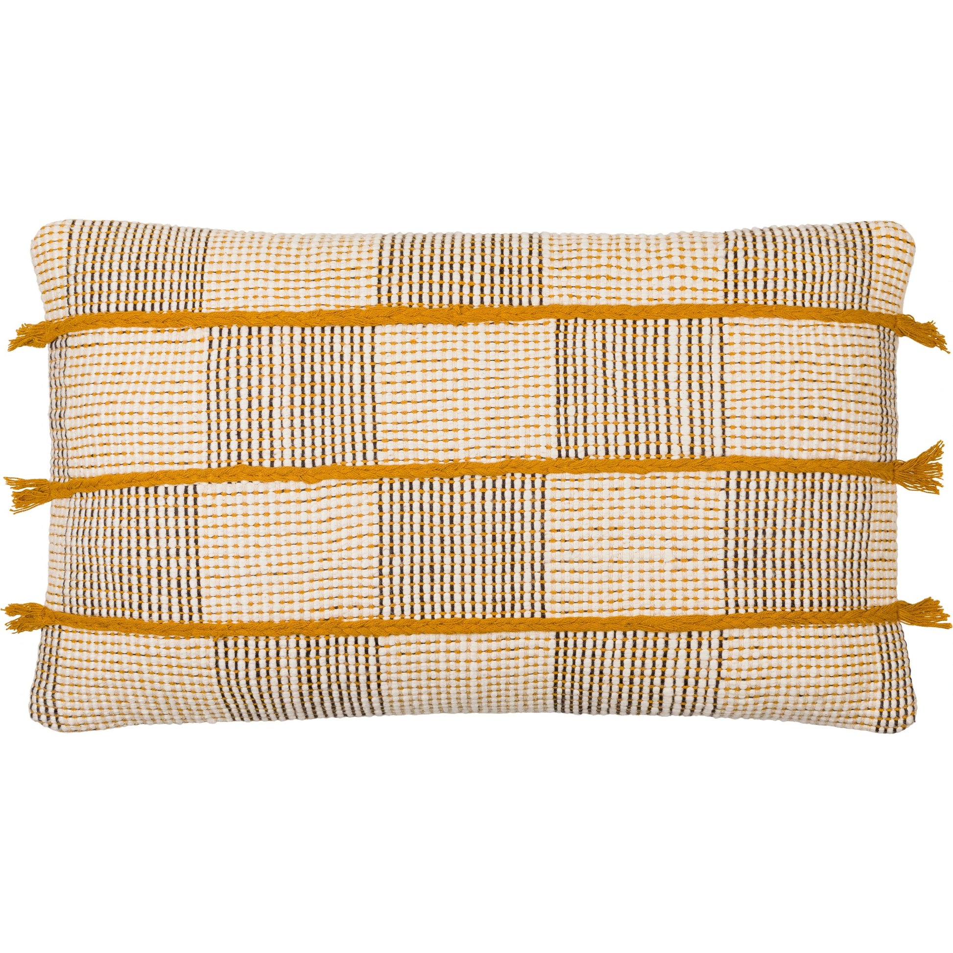 Draper Pillow - 32046 by Surya in pearl, off-white, warm grey, camel, light brown, copper. Made from front: 100% cotton, back: 100% cotton in a modern style.