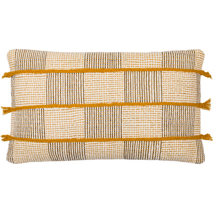 Draper Pillow - 32046 by Surya in pearl, off-white, warm grey, camel, light brown, copper. Made from front: 100% cotton, back: 100% cotton in a modern style.