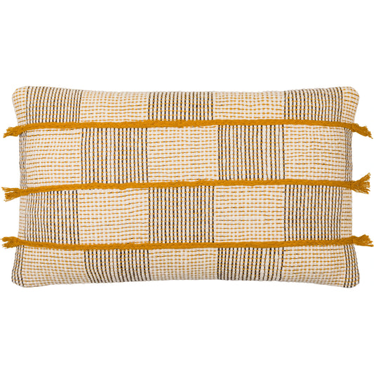 Draper Pillow - 32046 by Surya in pearl, off-white, warm grey, camel, light brown, copper. Made from front: 100% cotton, back: 100% cotton in a modern style.