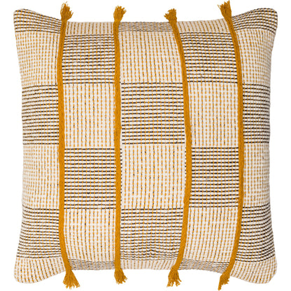 Draper Pillow - 32046 by Surya in pearl, off-white, warm grey, camel, light brown, copper. Made from front: 100% cotton, back: 100% cotton in a modern style.