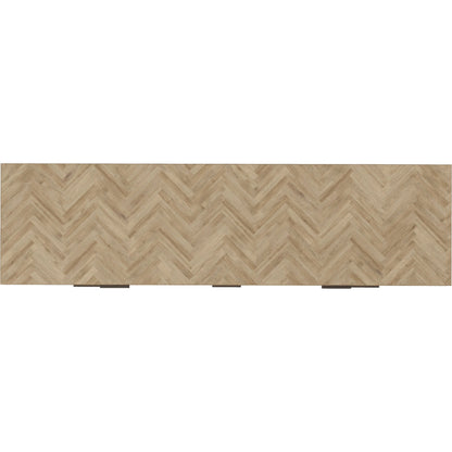 Garrison Dresser by A.R.T. Furniture in washed oak, burnished brass. Made from parawood solids with ash embossing, white oak veneers, metal in a cottage & farmhouse style.