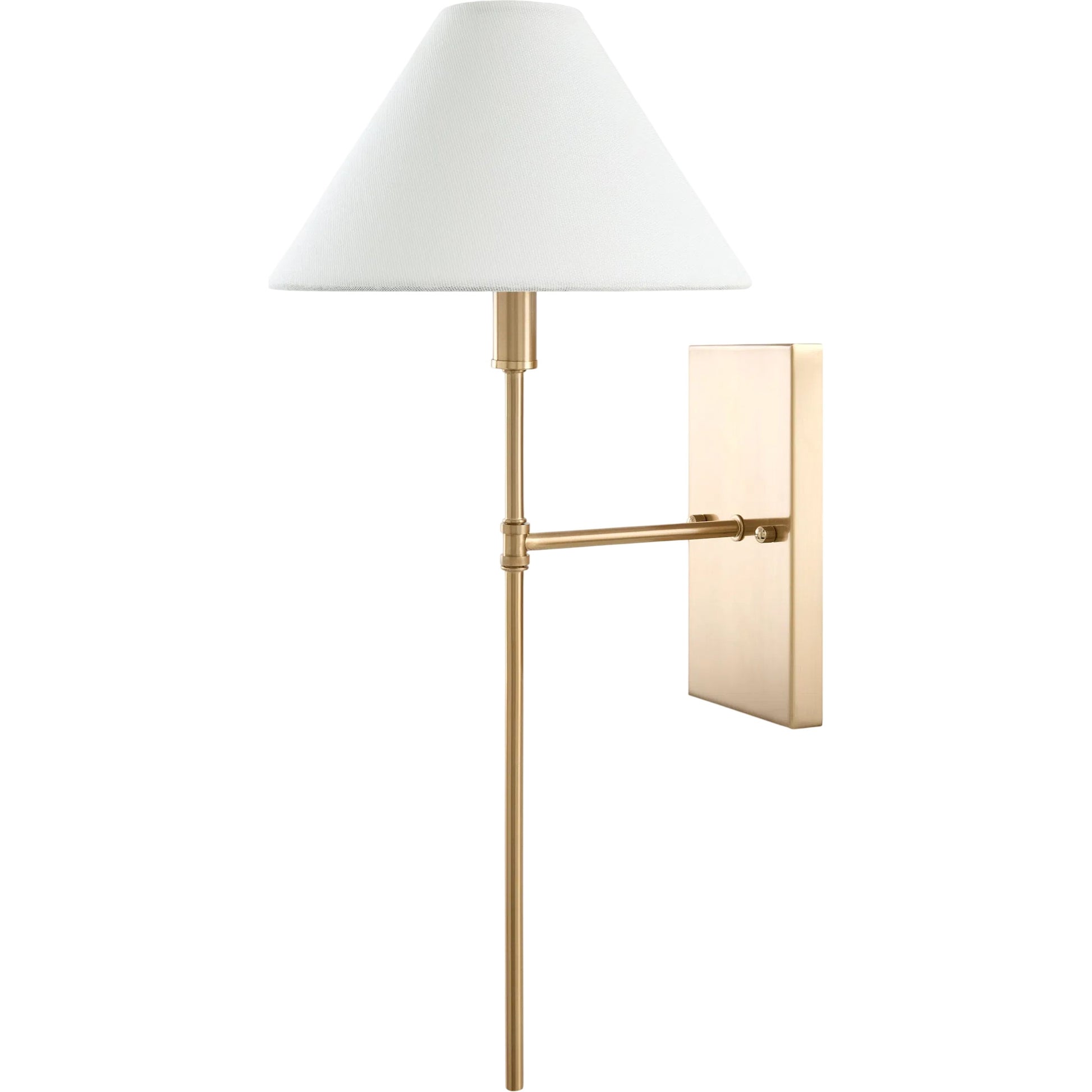 Demaret Wall Sconce by Surya in white, metallic gold and electroplated, plated. Made from iron, linen, polyester in a unique style.