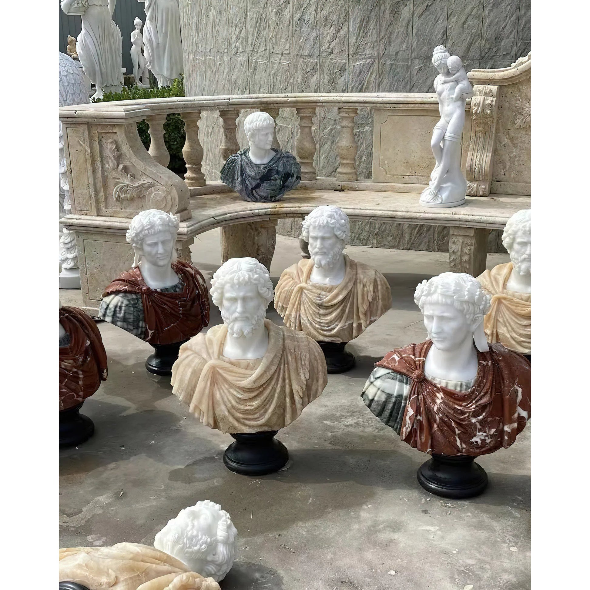 Thanos Marble Bust Sculpture by Currey and Company. Made from marble in a modern style.