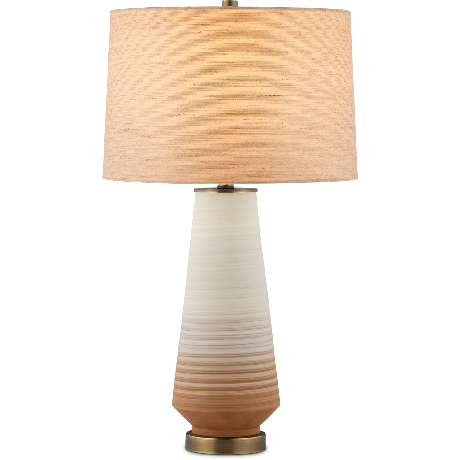Geologie Table Lamp by Currey and Company in beige, pale gray, brown, antique brass. Made from porcelain, metal in a modern style.