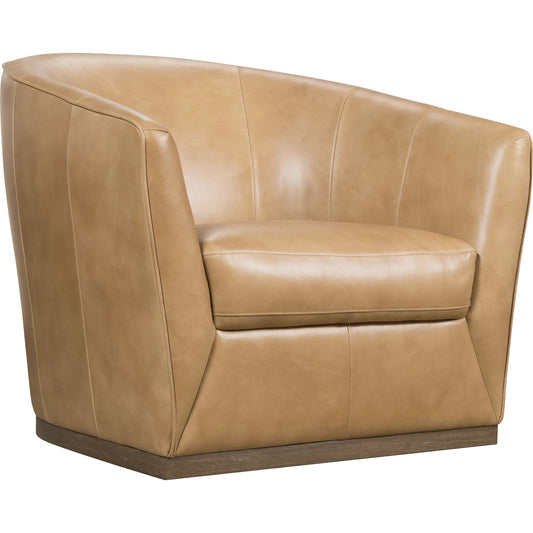 Fairfax Swivel Chair by Hooker Furniture in dark wood. Made from leather in a traditional style.