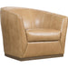 Fairfax Swivel Chair by Hooker Furniture in dark wood. Made from leather in a traditional style.