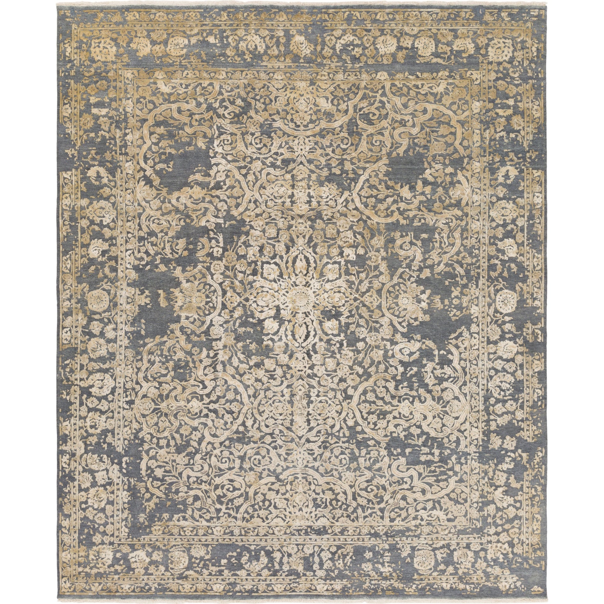 Desiree DSR-1000 Rug by Surya in medium gray, ivory, beige, tan. Made from 55% wool, 25% viscose, 20% cotton in a unique style.