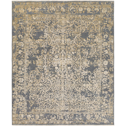 Desiree DSR-1000 Rug by Surya in medium gray, ivory, beige, tan. Made from 55% wool, 25% viscose, 20% cotton in a unique style.