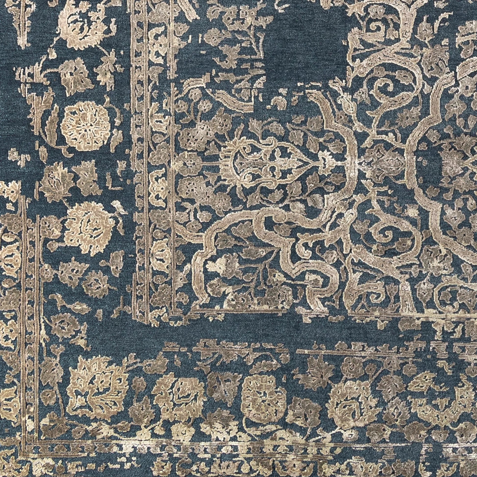 Desiree DSR-1000 Rug by Surya in medium gray, ivory, beige, tan. Made from 55% wool, 25% viscose, 20% cotton in a unique style.