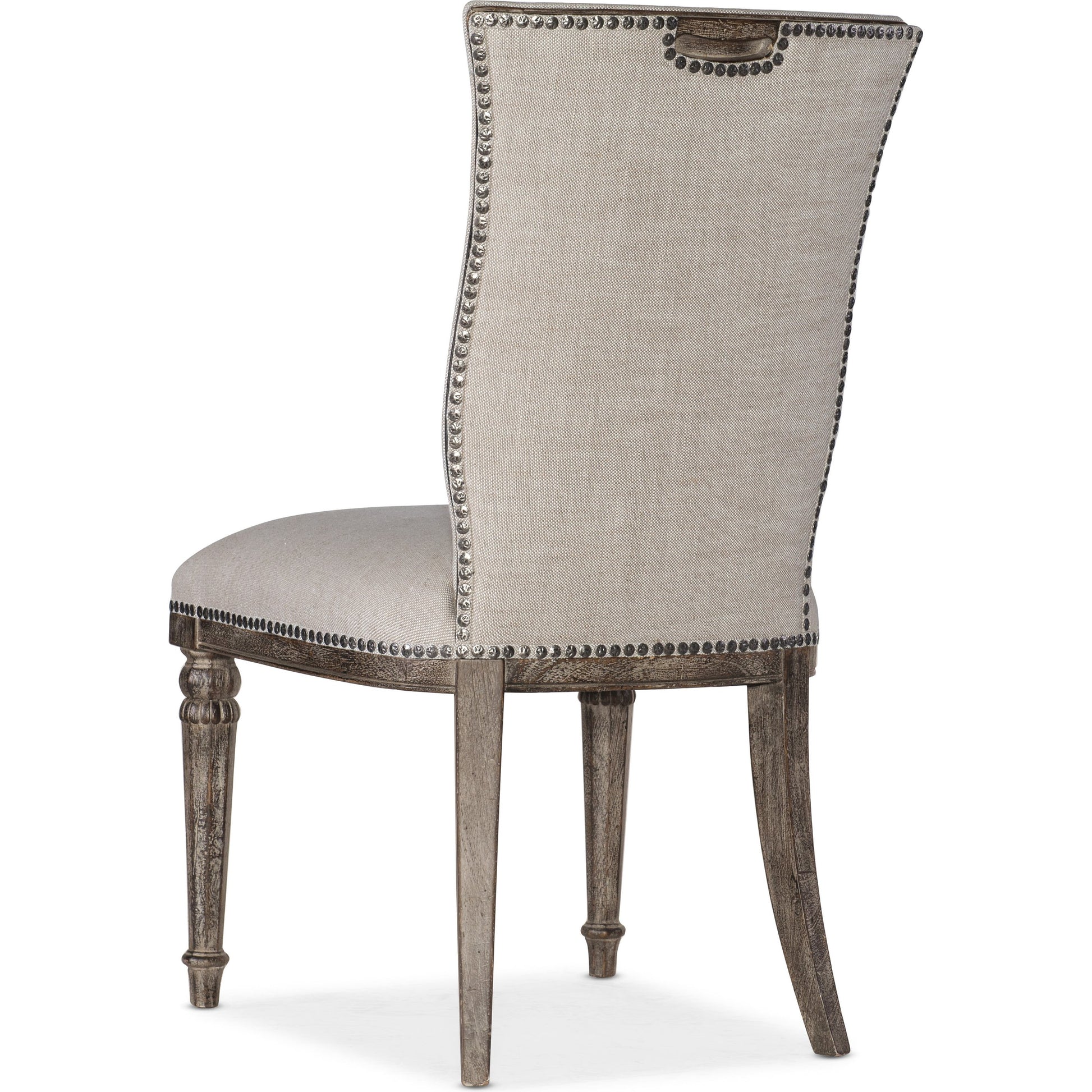Traditions Upholstered Side Chair (Set of 2) by Hooker Furniture in beige and white. Made from fabric, nailheads in a cottage & farmhouse style.
