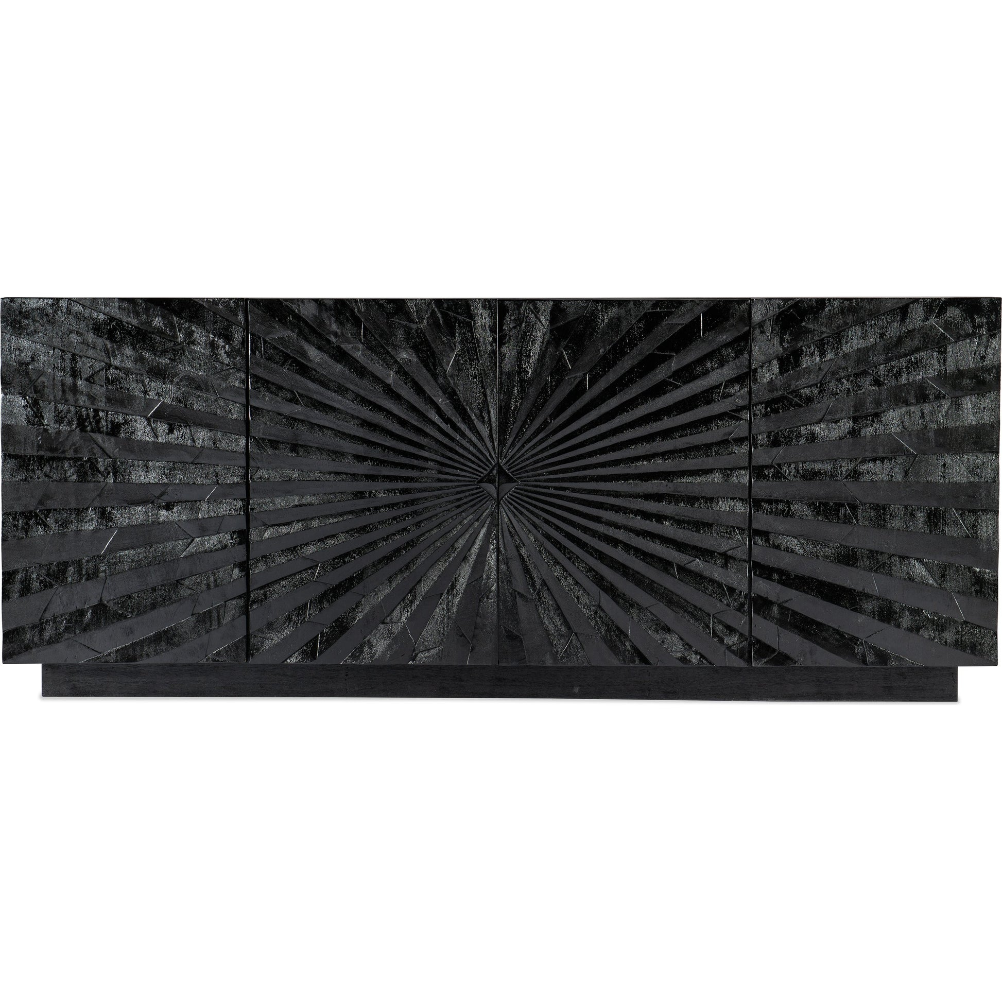 Commerce & Market Open Space Entertainment Console by Hooker Furniture in black. Made from mango solids in a modern style.