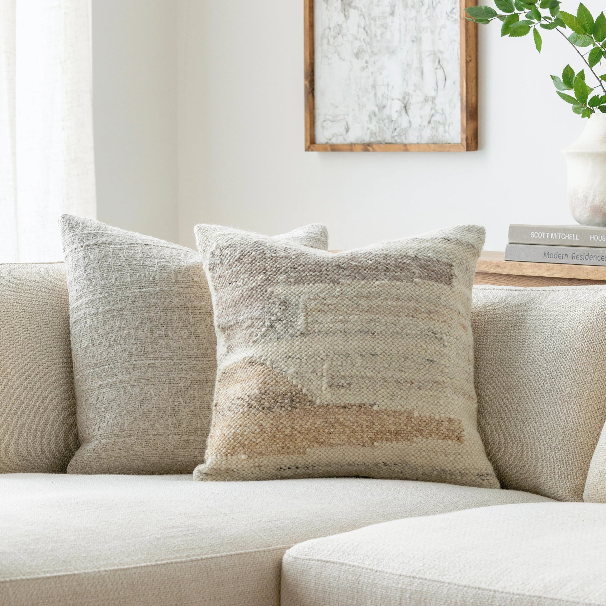 Deccan Traps Pillow - 493418 by Surya in ivory, tan. Made from wool, cotton in a modern style.