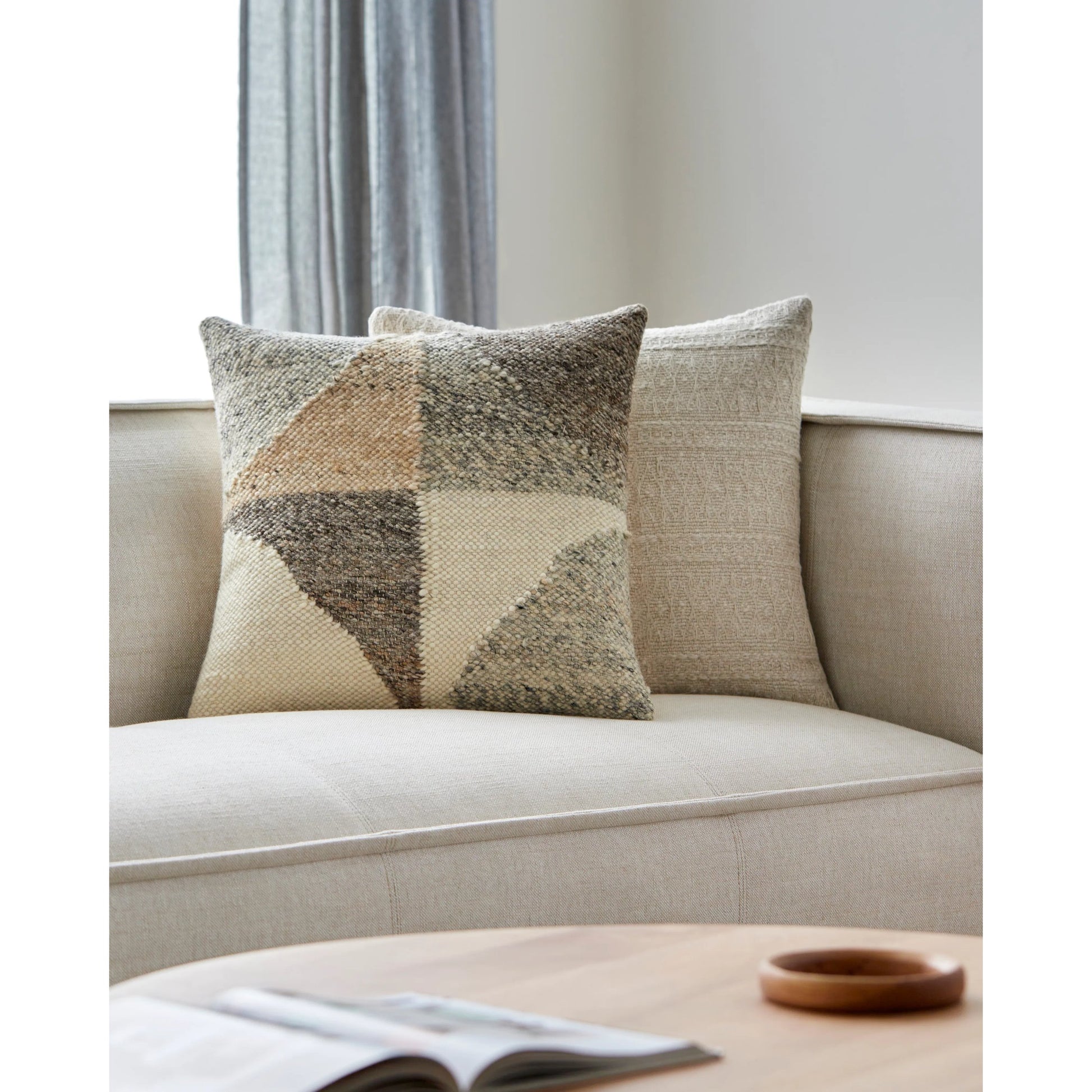 Deccan Traps Pillow - 493429 by Surya in ivory, gray, beige. Made from wool, cotton in a modern style.