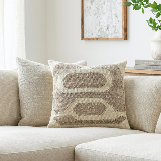 Deccan Traps Pillow - 493434 by Surya in beige, light brown. Made from wool, cotton in a modern style.