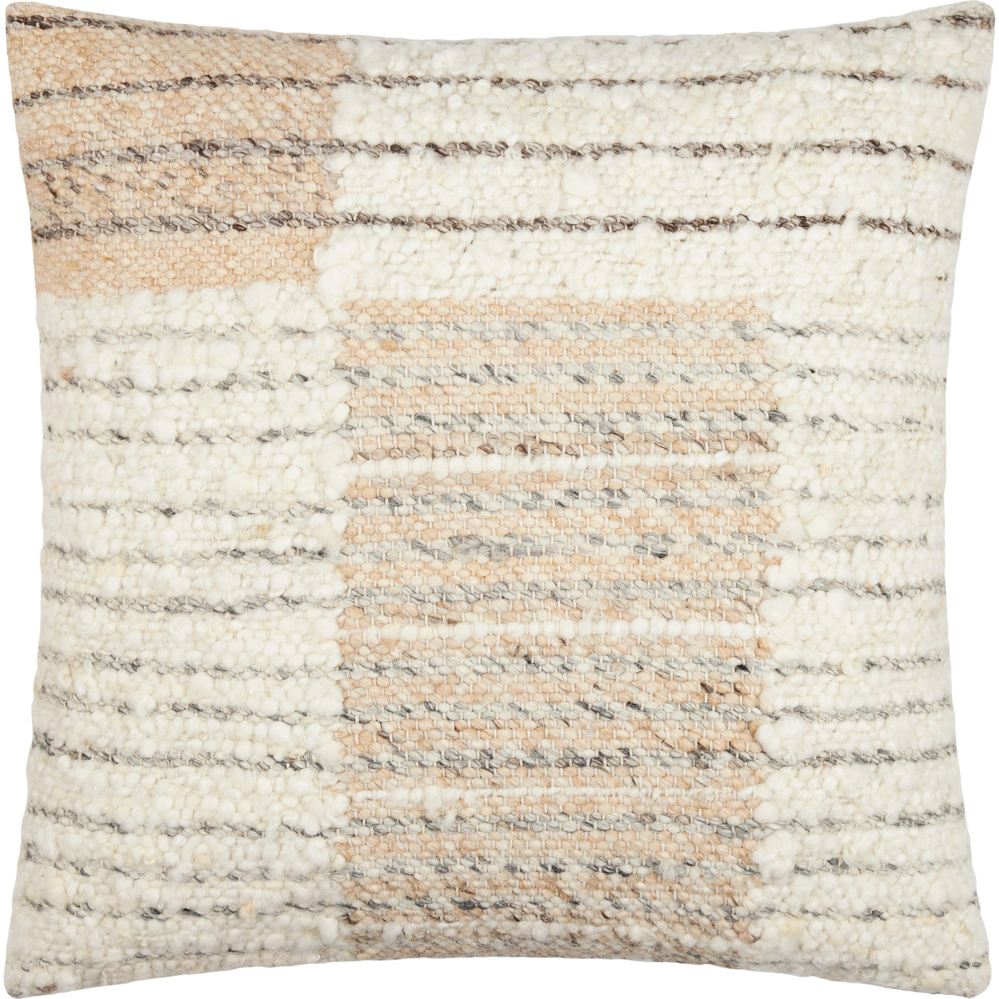 Deccan Traps Pillow - 493439 by Surya in ivory, beige, dark brown. Made from front: 80% wool, 20% cotton, back: 100% cotton in a modern style.