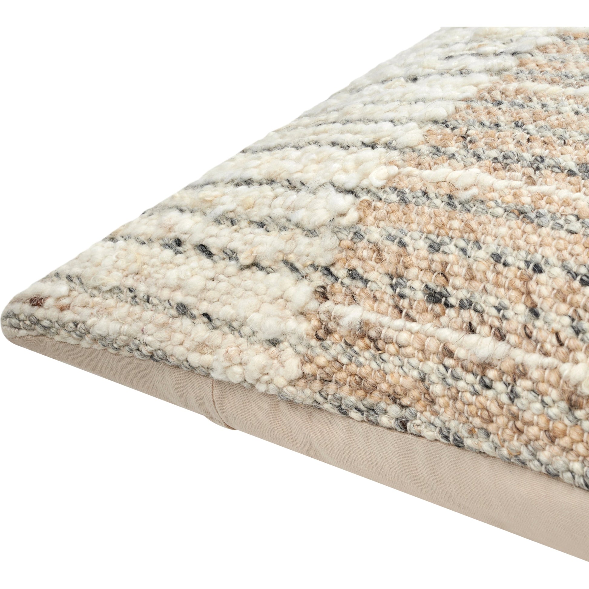 Deccan Traps Pillow - 493439 by Surya in ivory, beige, dark brown. Made from front: 80% wool, 20% cotton, back: 100% cotton in a modern style.