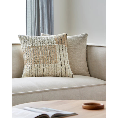 Deccan Traps Pillow - 493439 by Surya in ivory, beige, dark brown. Made from front: 80% wool, 20% cotton, back: 100% cotton in a modern style.