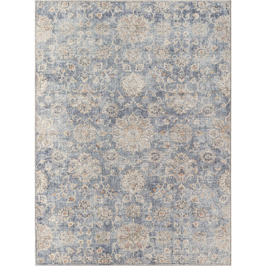 Downtown Rug - 487135 by Livabliss in blue, denim, cream, tan, light beige, amber. Made from face: 100% polyester, warp: 80% cotton, 20% polyester in a unique style.