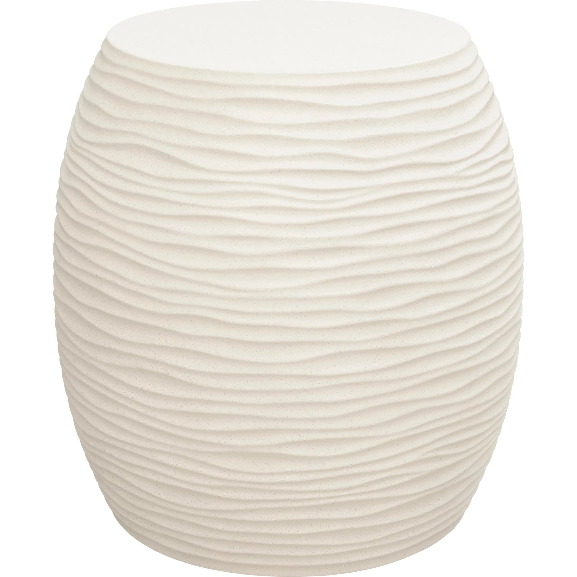 Dune Outdoor End Table by Sunset West in white/cream/beige. Made from glass fiber reinforced concrete in a modern style.