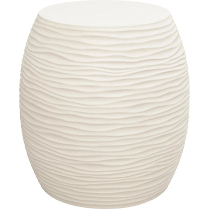 Dune Outdoor End Table by Sunset West in white/cream/beige. Made from glass fiber reinforced concrete in a modern style.