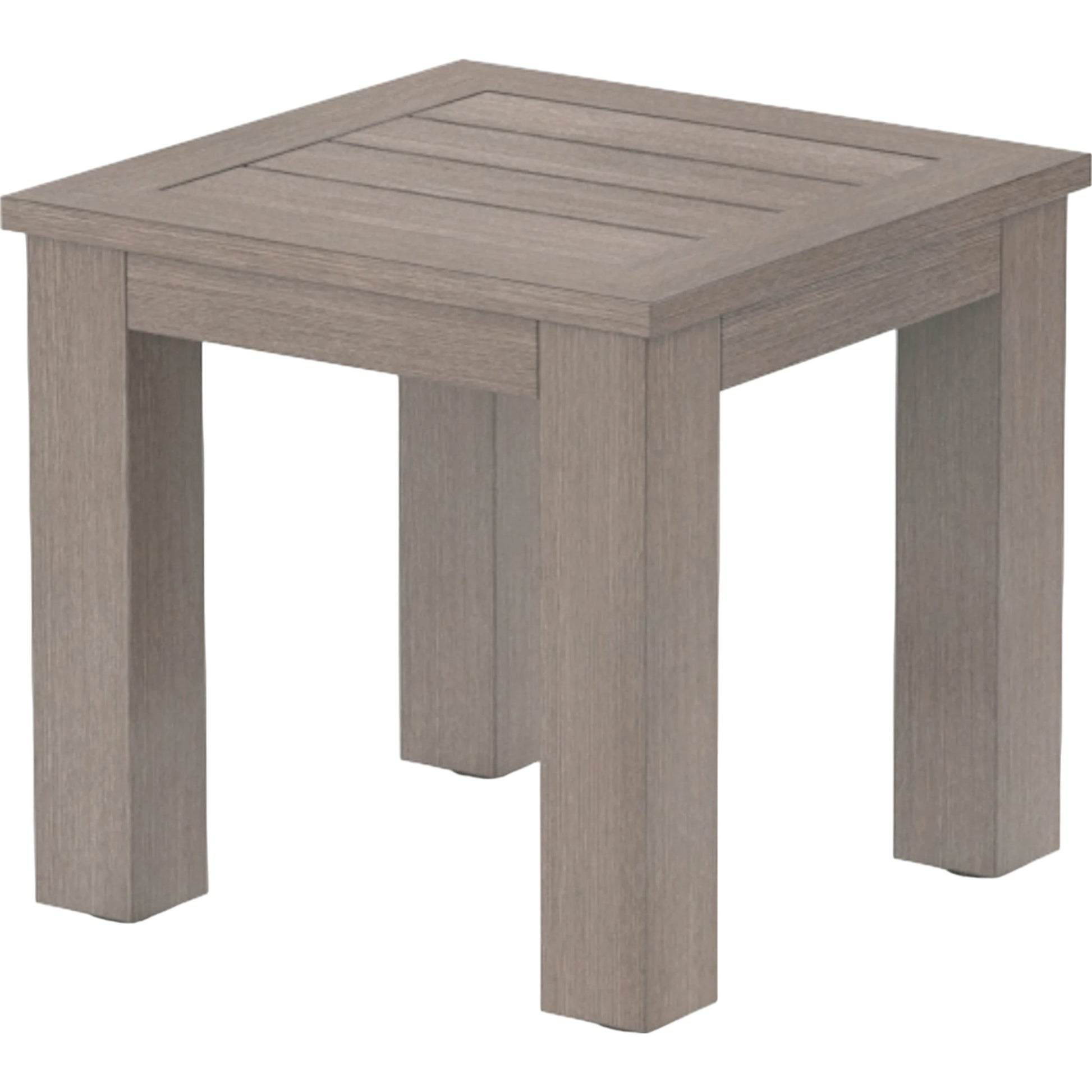 Laguna Outdoor End Table by Sunset West in driftwood. Made from aluminum in a modern style.