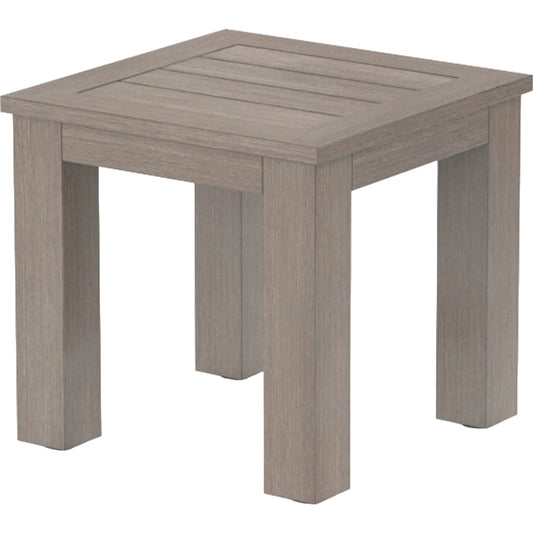 Laguna Outdoor End Table by Sunset West in driftwood. Made from aluminum in a modern style.