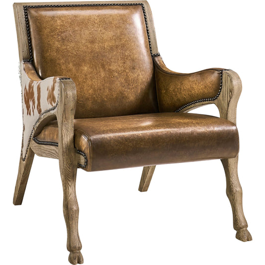 Echo Canyon Leather & Hide Occasional Chair by Jonathan Charles in faded oak. Made from oak in a unique style.