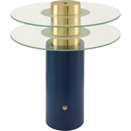 Dualis Accent Table Lamp by Surya in clear, dark blue and hand painted. Made from iron, glass in a unique style.